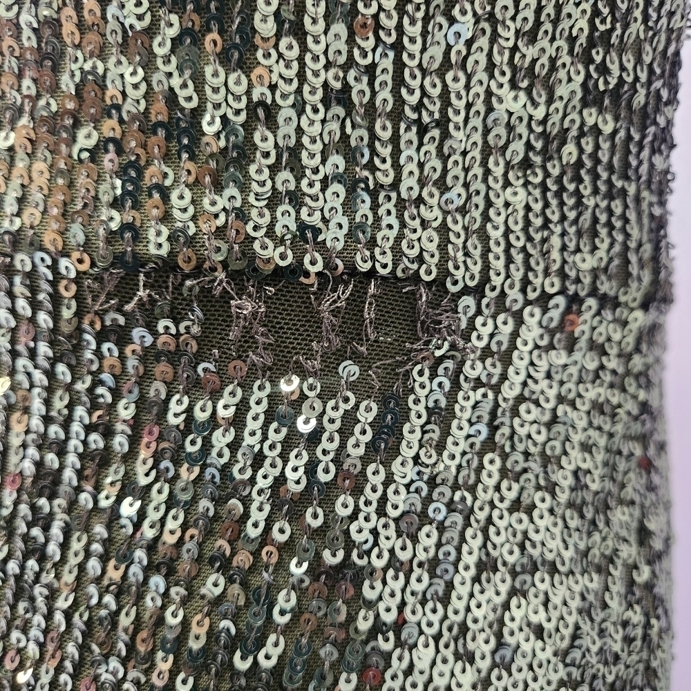 Xscape NWT Stretch Sequin Asymmetrical  One Shoulder Sleeveless Mermaid Gown Sz4 - Picture 11 of 12